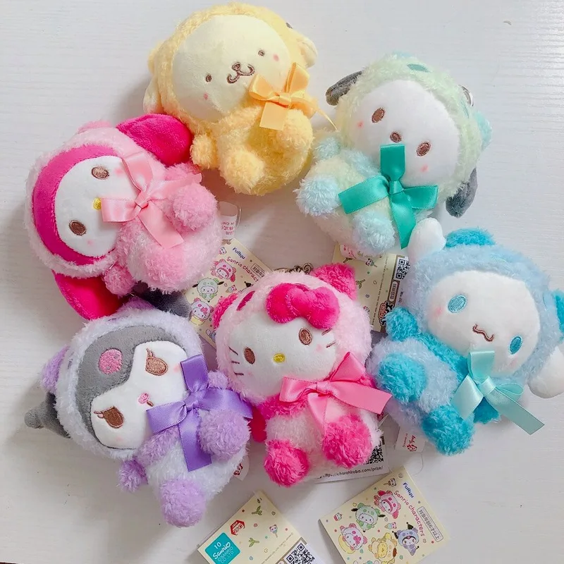Factory Sale kawaii 10-15cm Kuromi My Melody Cat Pc Dog plush Keychain Anime Plush Figure Pendant  Cute Animals Toys
