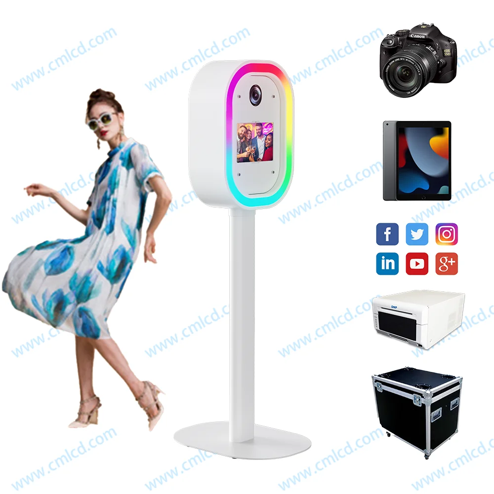 Professional Service Photobooth Shell Oval Faceplate Photo Booth with Led Lights for Wedding Party Photobooth with Led Lights