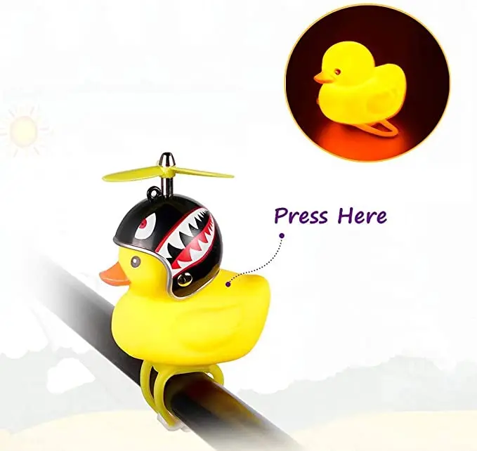 Broken Wind Riding Cycling Bicycle Yellow Small Duck Airscrew Helmet Animal Bell Toy Car Duck Bicycle Horn