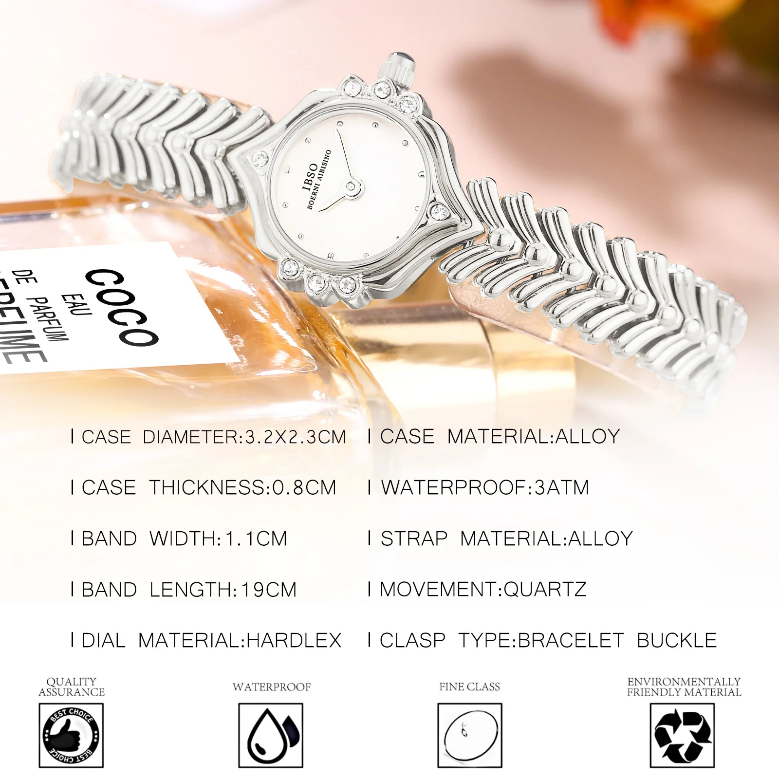 IBSO Hot Selling Fashion Lady Watch Stainless Steel Watch Band Alloy Case Material Waterproof Quartz Watches Montres De Luxe