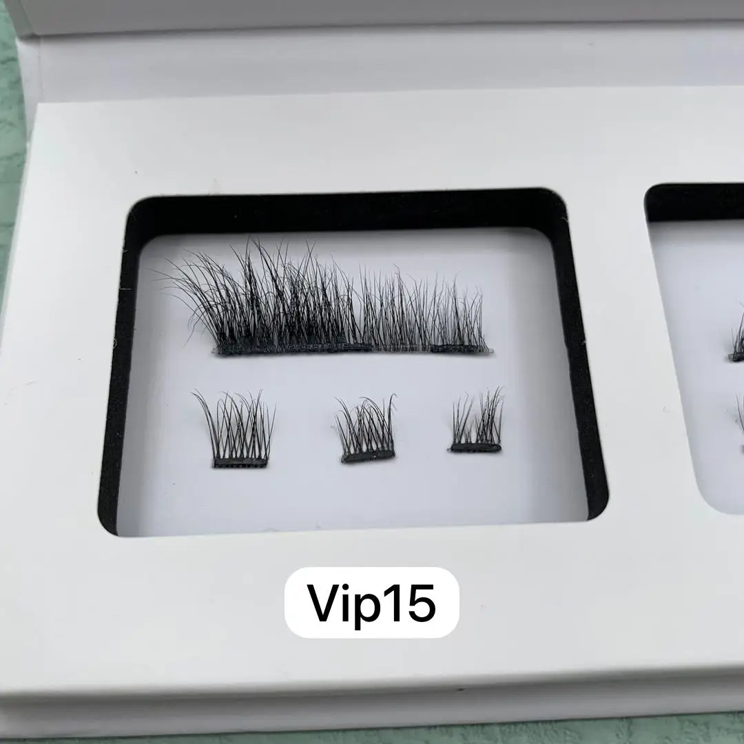 Wholesale No Glue Invisible Band Quantum Magnet Eyelashes 5D Double Magnetic Cluster Lashes With Lash Applicator Kit