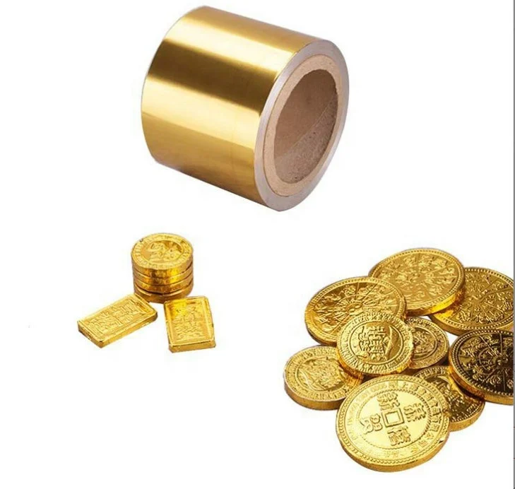 Alu Foil Rolls for Wrapping Gold Coin Chocolates  8*8cm  Aluminum Tin Foil Chocolate Wrappers in Sheets on Wholesale