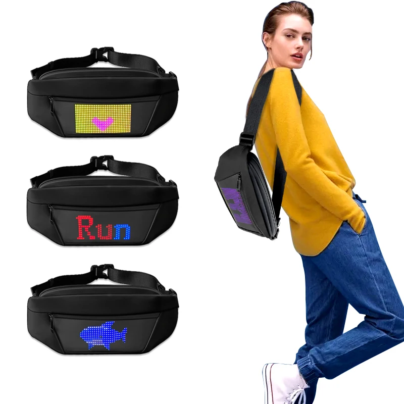 Stylish smart App control led fanny Bag Led Screen led cross Bag max Led Fanny Pack With Led screen Display