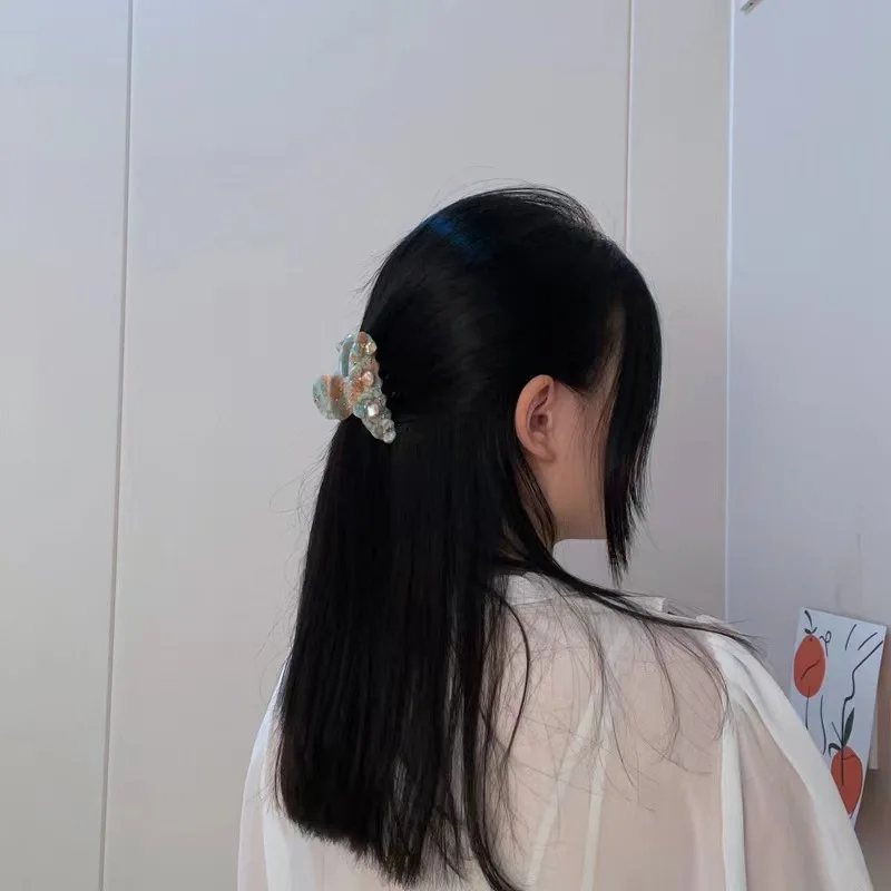 South Korea 2022 new acetate flower niche girl delicate super fairy blitzkrig grab clip ponytail clip back of the head clip