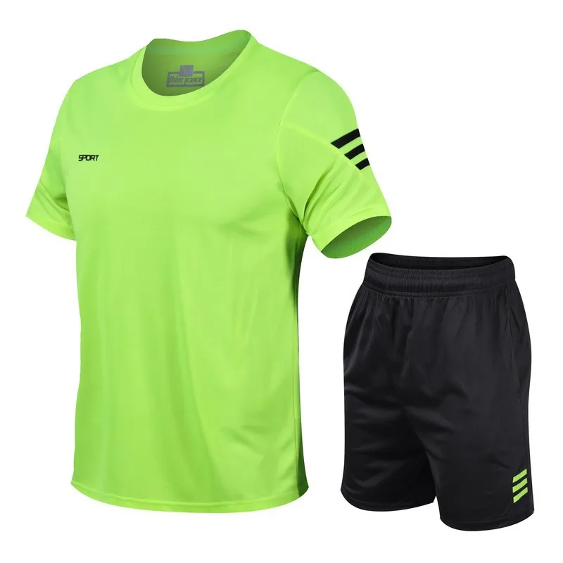 HG New Arrival Men Summer Clothing Set Sports Training Short Sleeve Shirt And Short Twin Set