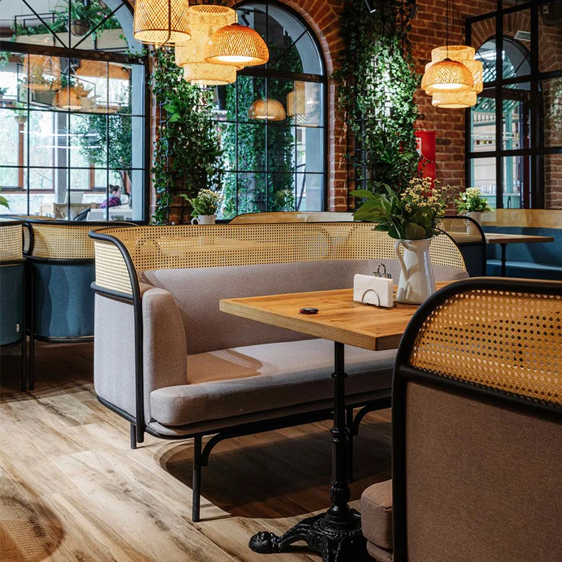 customized seating modern PU leather booth sofas restaurant sectional sofa booth designs