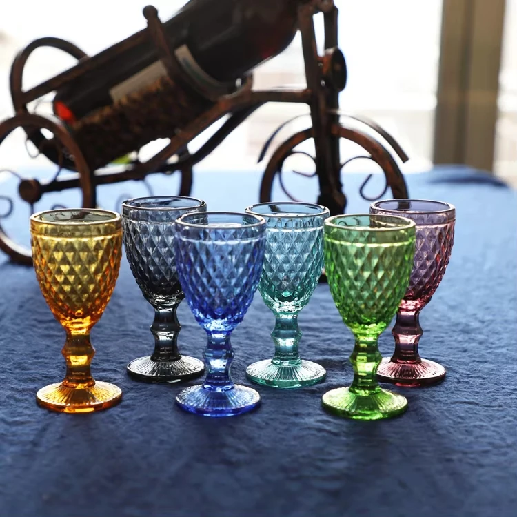 High Quality Color Vintage Red Wine Glass For Weddings Vintage Amber Wine Glass