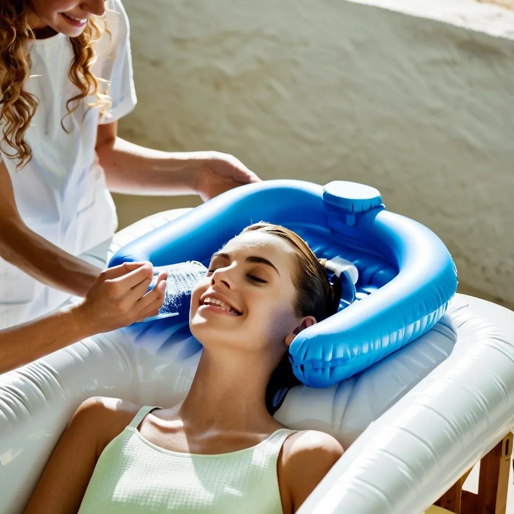 Portable PVC Inflatable Shampoo Basin Quick Inflate Ideal for Hair Washing & Comfort