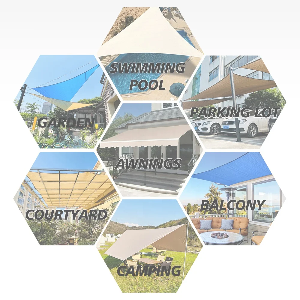 Sanjian 100% HDPE Garden Gazebo Waterproof Sun Shade Sails Awnings