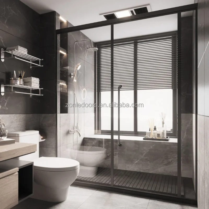 Custom sliding tempered frameless glass doors shower enclosure bathroom fiberglass shower cubicles enclosure