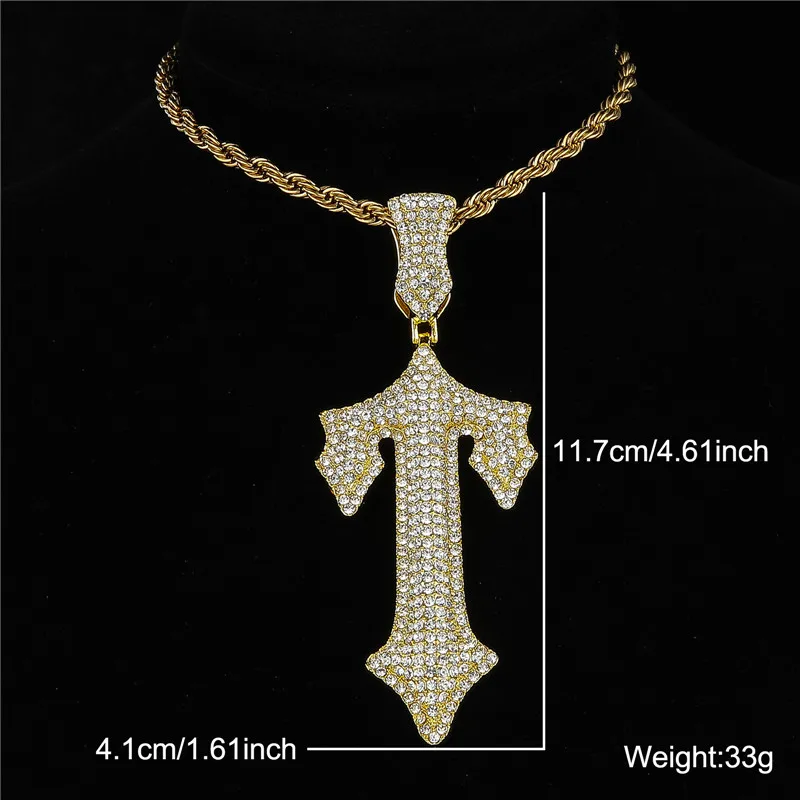 2023 New fashion Cross Sword Jewelry Alloy Cheap Iced Out Pave Diamond Trapstar Game Controller Pendant Necklace for Men