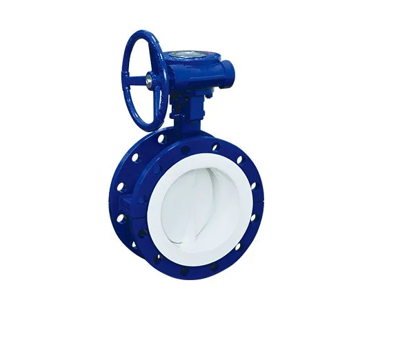 D341F46-16C  GB standard flange type PTFE Lined butterfly vale with manual gear for corrosive acid