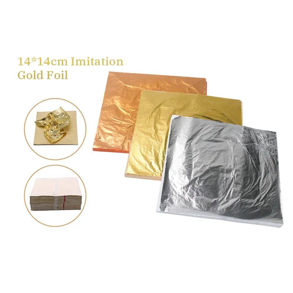 Factory Price Fast Delivery 14/16Cm Imitation Gold Leaf Foil Sheets Paper For Furniture Decoration