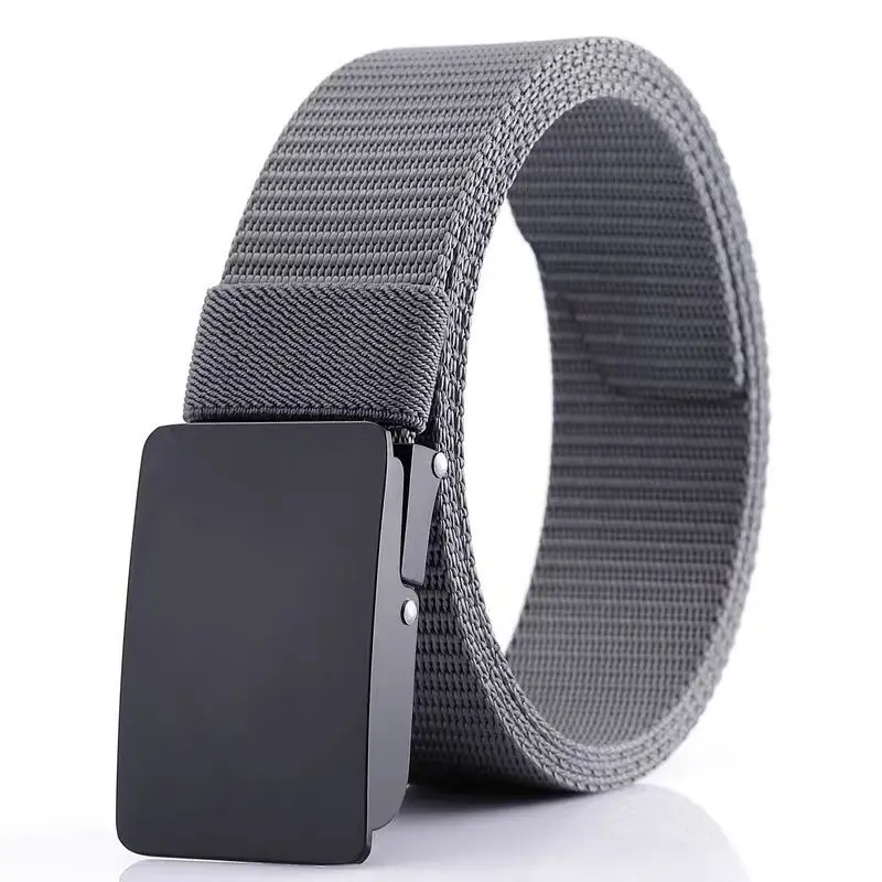 Nylon Web Belt  Wholesale Custom Automatic Buckle  No Holes Fashion  Nylon Canvas Stretch belt for men