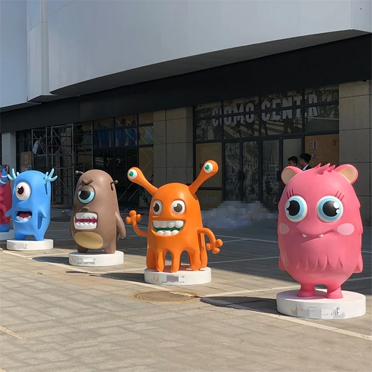 Customized Fiberglass Cartoon display monster Sculpture Resin cute lovely Animal Doll Statue sculpture Decoration