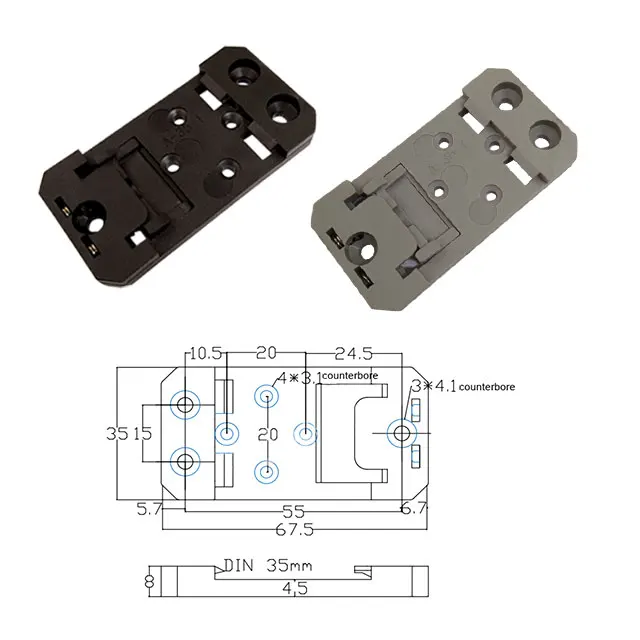 Universal Back And Grey 20mm Din Rail Spring Clip,Plastic Din Standard Rail Mounting Clip