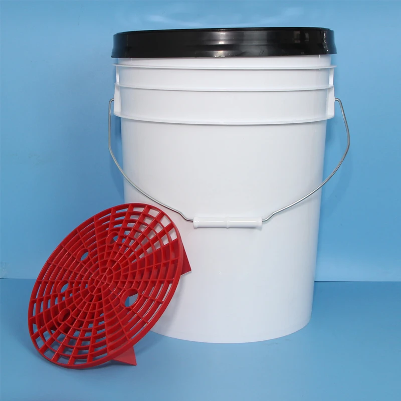 Recyclable car wash bucket with dust screen 5 gallon plastic bucket with metal handles