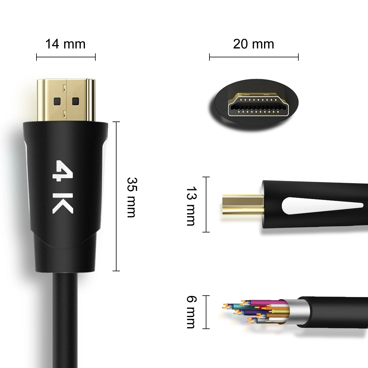 High Quality HDMI Cable 4k 32 Audio Channels 48/36 Bit Male to Male 18 Gbps Dual View 240hz 60hz 3D ARC 4k30hz 3m HDMI Cable