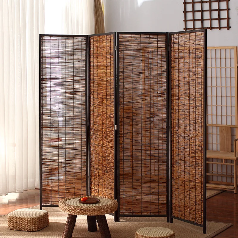 Movable Wooden Folding Screen for Living Room Foyer or Hotel Floor to Ceiling Room Divider Partition