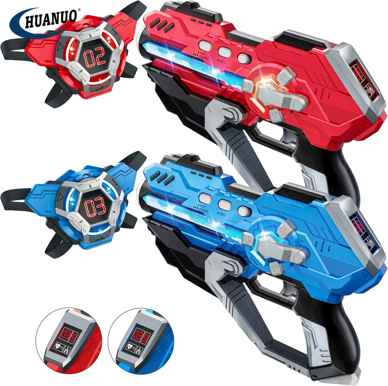 Hot Sales Laser Tag Gun Set of 2 Guns&2 Vests Lazer Tag With Digital LED Display Automatic Toy Gun Indoor&Outdoor Play Toy