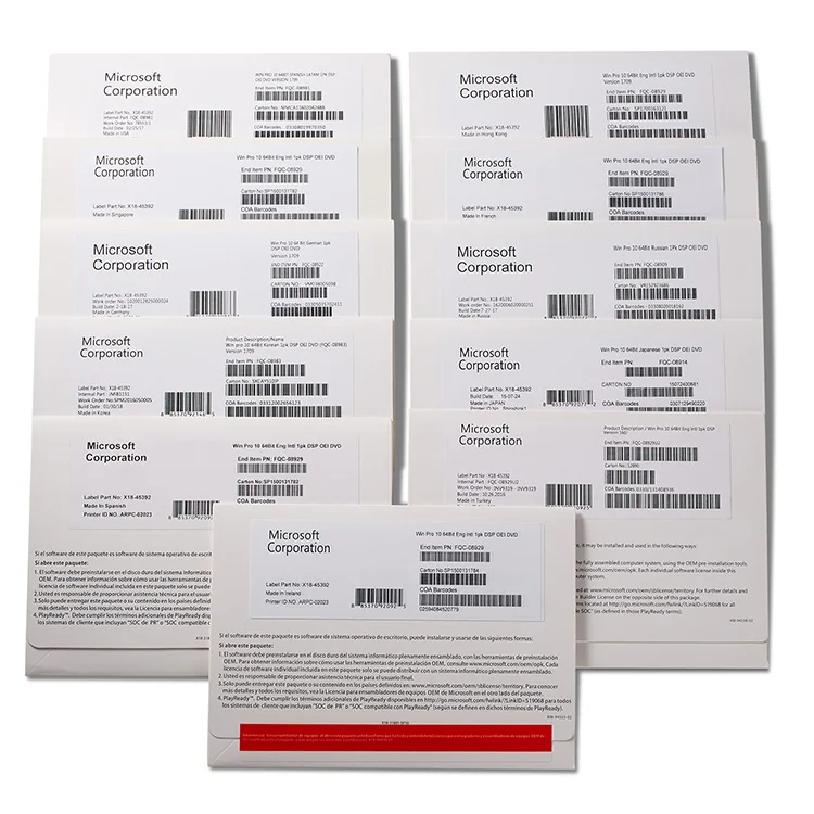 Оригинальный Microsoft windows 10 pro oem dvd английский корейский Немецкий Русский Итальянский 64 бит Windows 10 профессиональный
