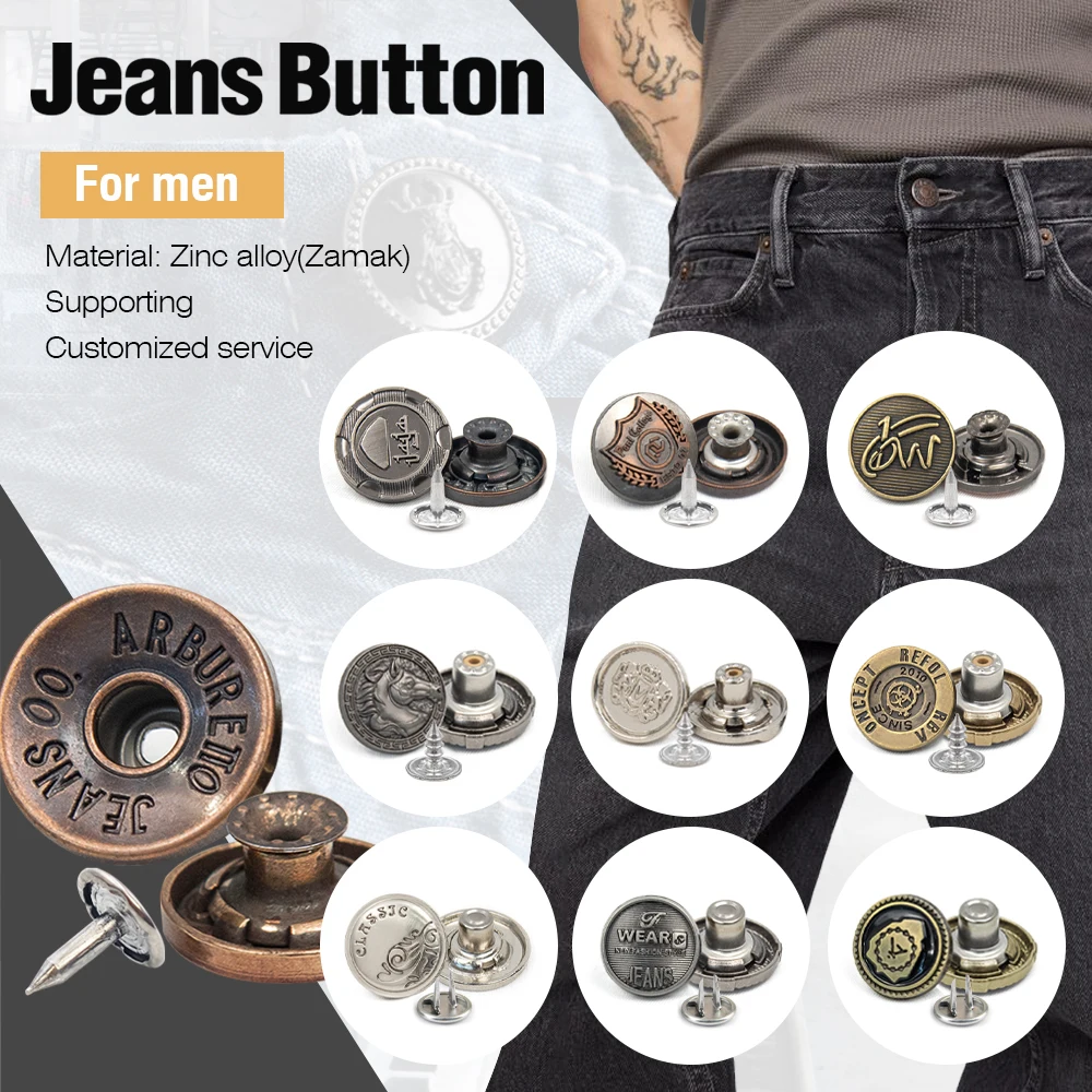 Custom Made Metal Denim Jeans Button for Jacket