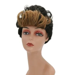 Wholesale Vendor Natural Wave Hair Wigs Black Hair 100% Brazilian Virgin Human Hair Short Curly Synthetic Fiber