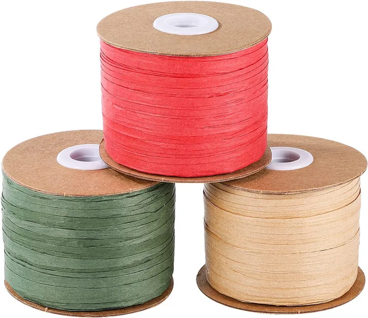 Christmas Party Raffia Paper Ribbon Twine Strings Colored Paper String for Bows Bouquets Packaging DIY Decoration