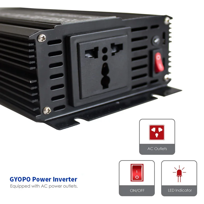 Горячая Распродажа GYOPO 500 Вт автономный Солнечный немодулированный синусоидальный сигнал 12 В вольт постоянного тока до 220 вольт 50 Гц инвертор переменного тока для автомобиля с зарядным устройством