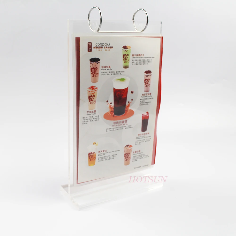 High Quality Flip Up 3 Pieces PVC Sleeves Restaurant Table Menu Stand Custom A5 Acrylic Menu Holder