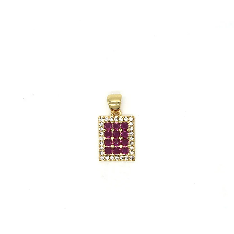 Square Pink Zircon Necklace Wholesale Fashion Jewelry Gold Plated Rectangle Pendant Necklace