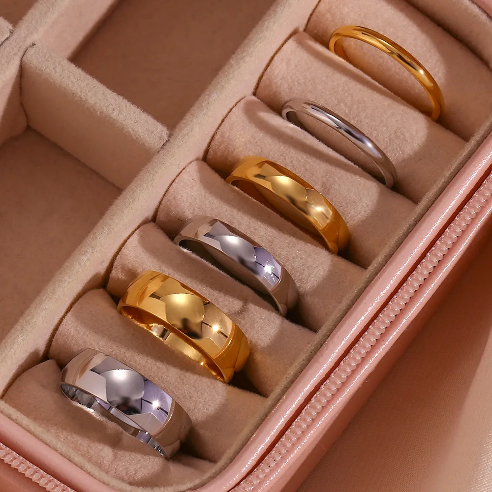 Минималистское эффектное кольцо 18k Позолоченные ювелирные изделия из нержавеющей стали кольца женские основные модные