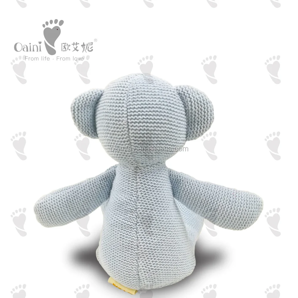 OAINI 2021 ODM OEM Manufacturer Handmade Custom Sitting Animal Toys Popular Cute Knitted Stuffed Toys Plush Blue Mouse Dolls