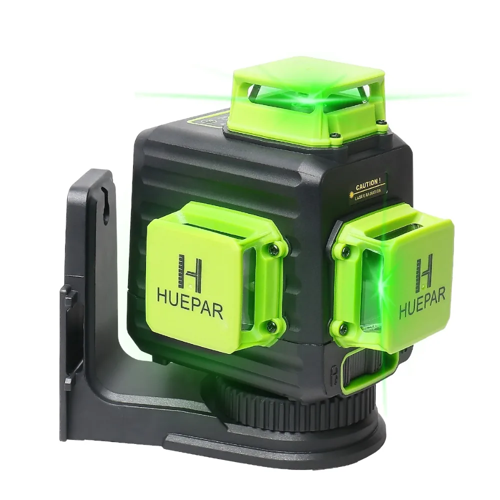 Самонивелирующийся лазерный 3D уровень Huepar 12 линий зеленый луч литий-ионный аккумулятор разъем Type-C для зарядки Жесткий