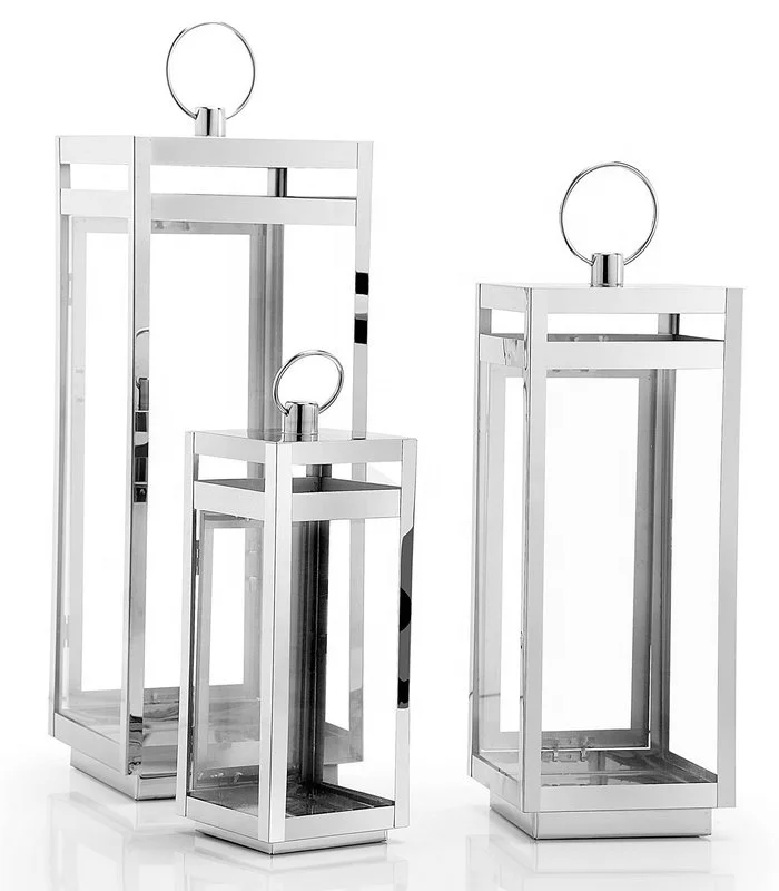 Glass Lantern Vintage Outdoor Garden Antique Special Metal Stainless Steel Candle Large Lantern Decorative Wedding Gold Lantern