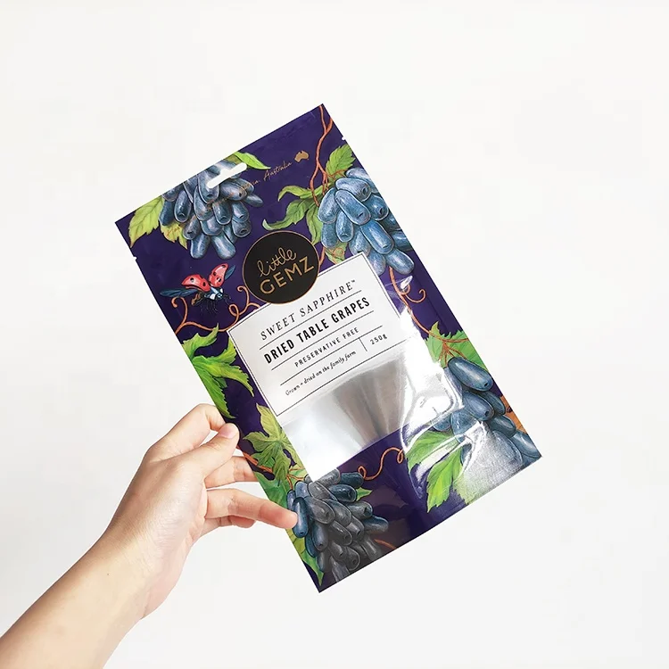 Resealable Dried Fruits Vegetable Plastic Zip Lock Food Packaging Bag Custom Printed Laminated Fruit Snack Bags