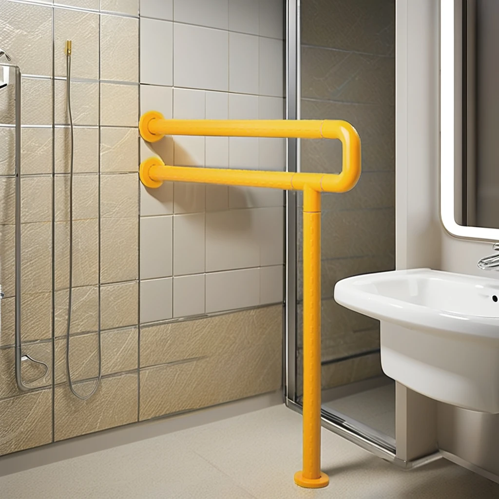 Toilet Safety Handrail Grab Rod ABS Barrier-Free Nylon Handrail for Disabled Elderly Hospital Use-for Bathroom and Shower