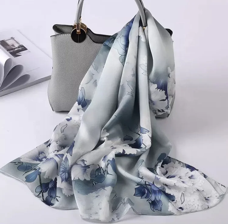 2022 Luxury Muslim Custom Turban Printed Scarves & Shawls Imitate Silk Hijab Head Satin Designers Scarfs For Women Stylish