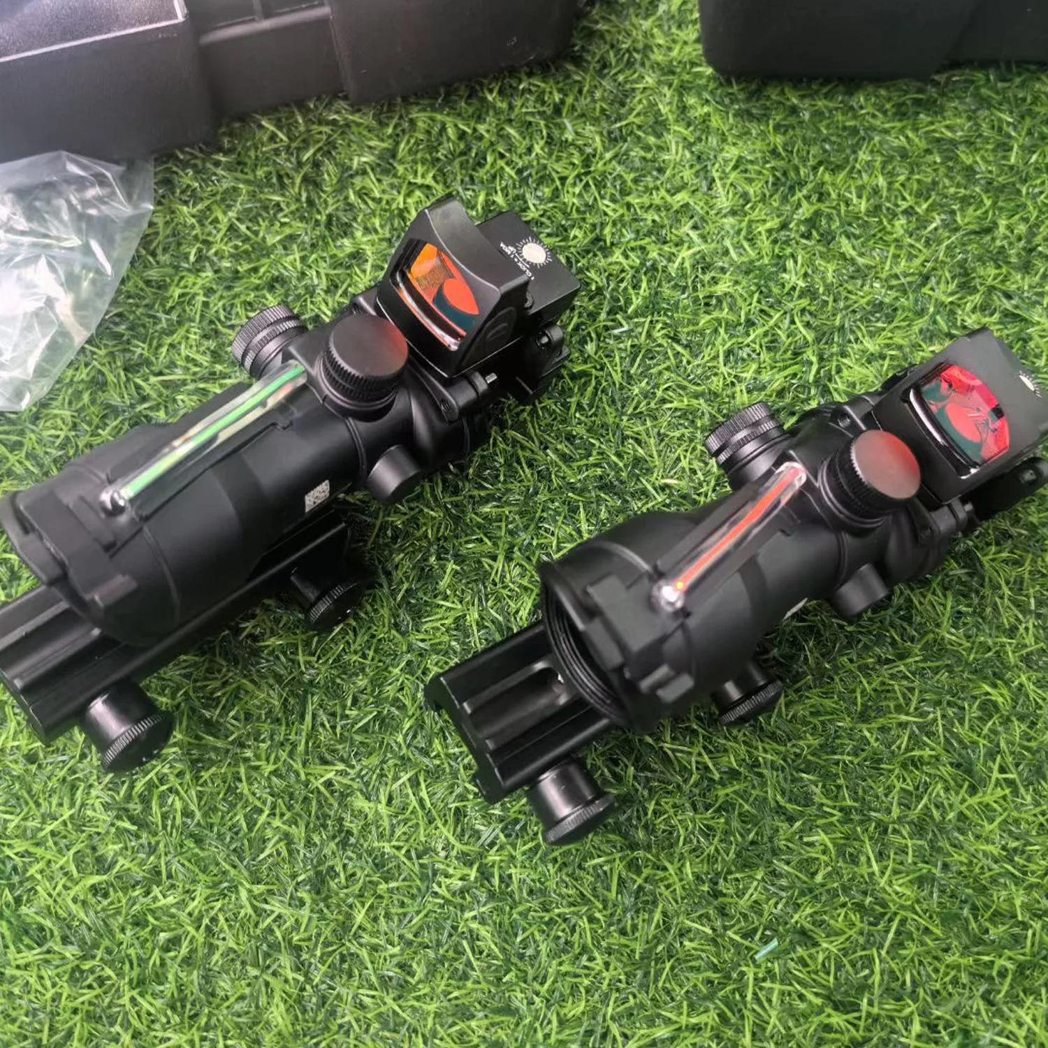 Тактический 4x32 ACOG натуральное волокно с rmr красная точка прицел красный/зеленый подсветкой 4X Лупа для охоты