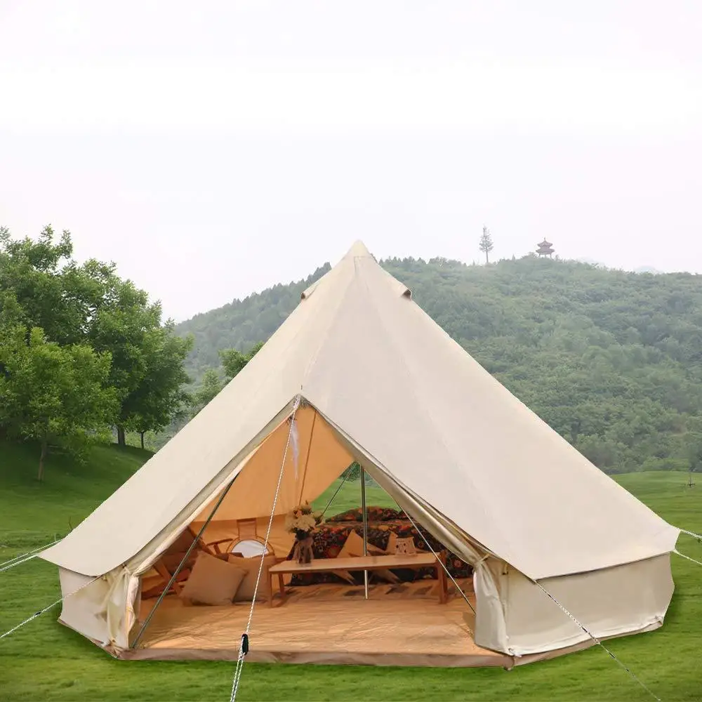 3M 4M 5M 6M 7M New design outdoor oxford bell tent glamping luxury travel two door canvas bell tent for sale