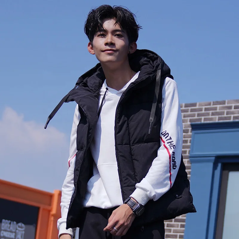 
Men thick puffer vest with padded sleeveless jacket 