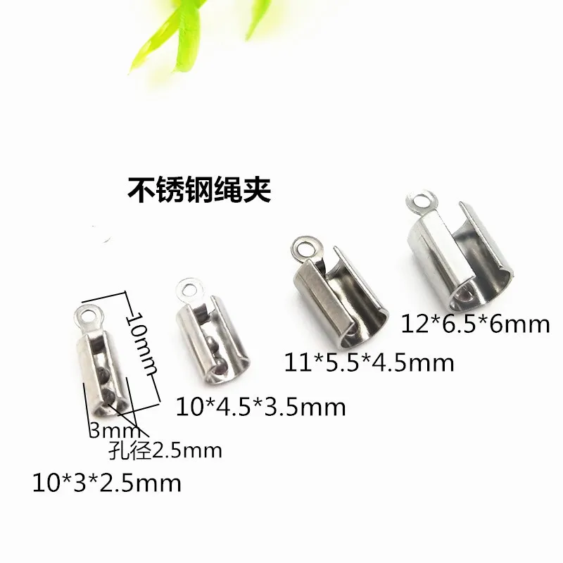 S851 Stainless steel lobster clasps and crimp ends set for leather cord, Stainless steel crimp ends with lobster clasps