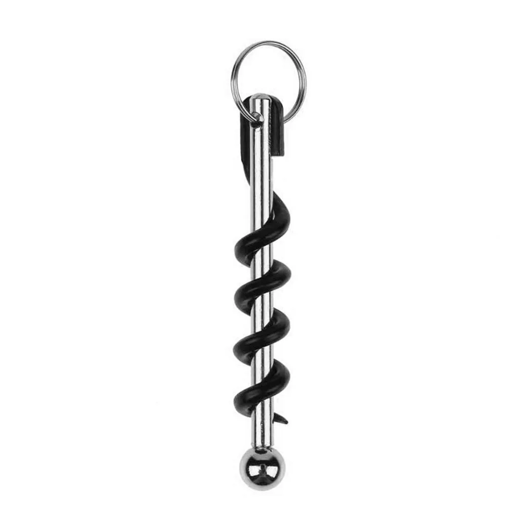 Creative Multifunctional Mini Outdoor Stainless Steel Red Corkscrew Wine Bottle Opener with Ring Keychain Bottle Opener