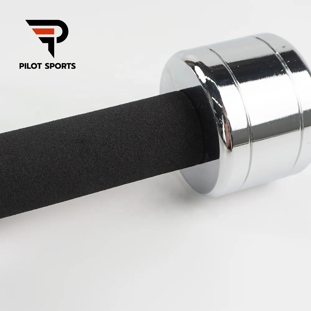 Pilot Sports Home Gym Workout Round Steel Weight lifting Dumbbell Electroplated Chrome Stainless Dumbbell With Foam Handle