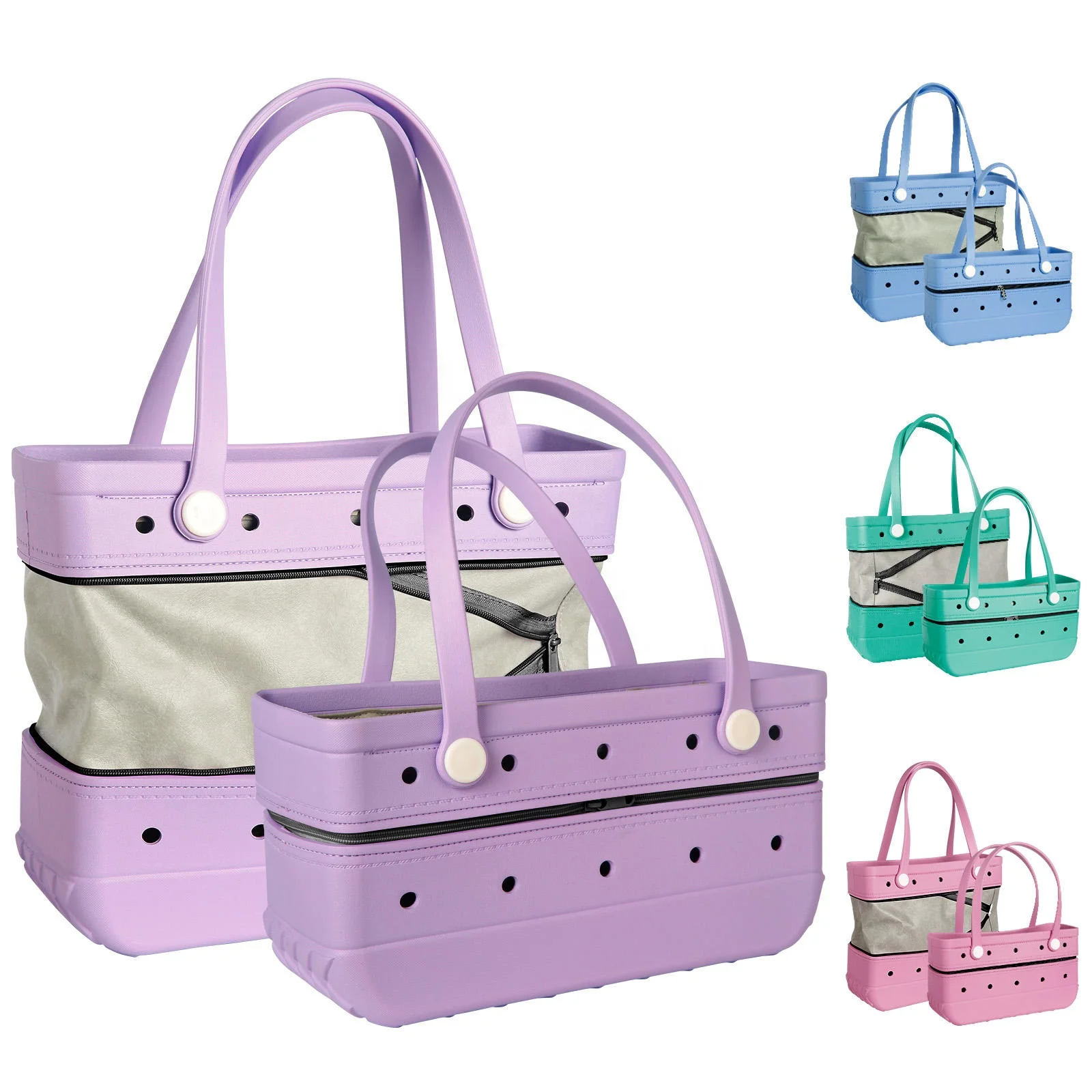 Waterproof zipper eva beach tote bag fashion design swimming pool waterproof eva handbag rubber eva beach bag