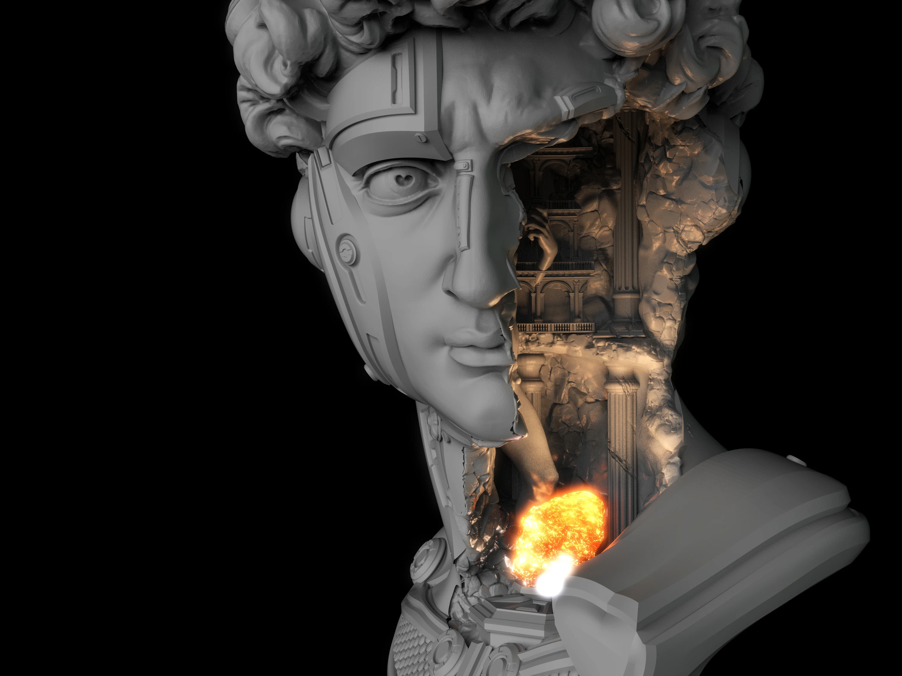 SE7 Original Design Resin Living Room Decor Luxury Cyberpunk Decoration David Aromatherapy Diffuser Dreek Statue