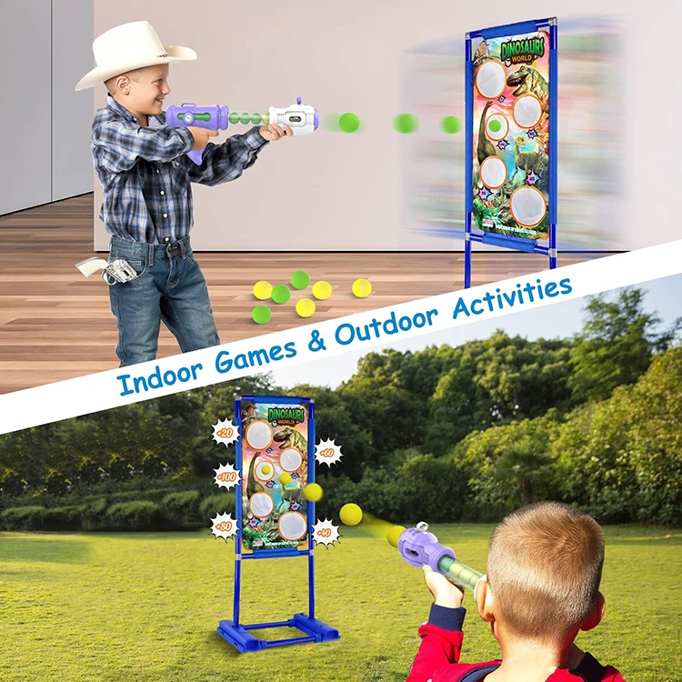 Wholesale new Equipped with 2 soft bullet guns 24 particle bullets and a bracket Mobile remote control Air Gun EVA Target