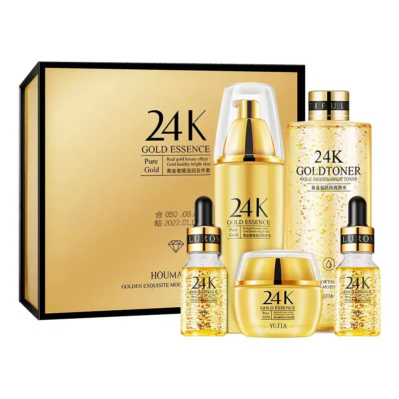 Hot Sale 24k Gold Skin Care Whitening Face Cream&Lotion Set Anti Aging Brightening Face Skin Care Set