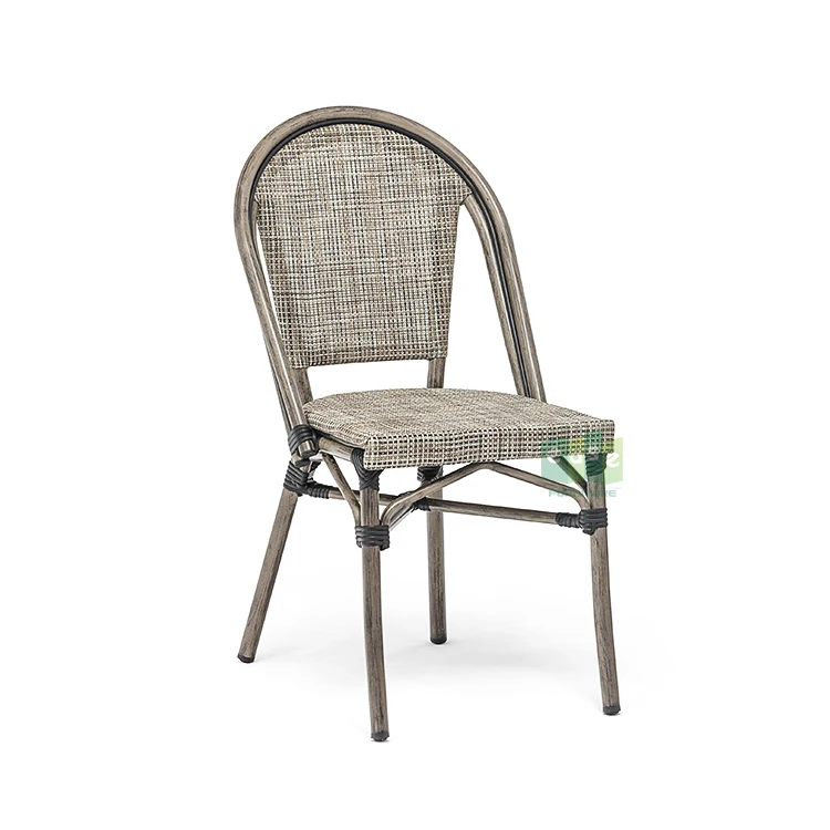 (E200779T) Modern french patio stacking cafe chair outdoor mesh furniture