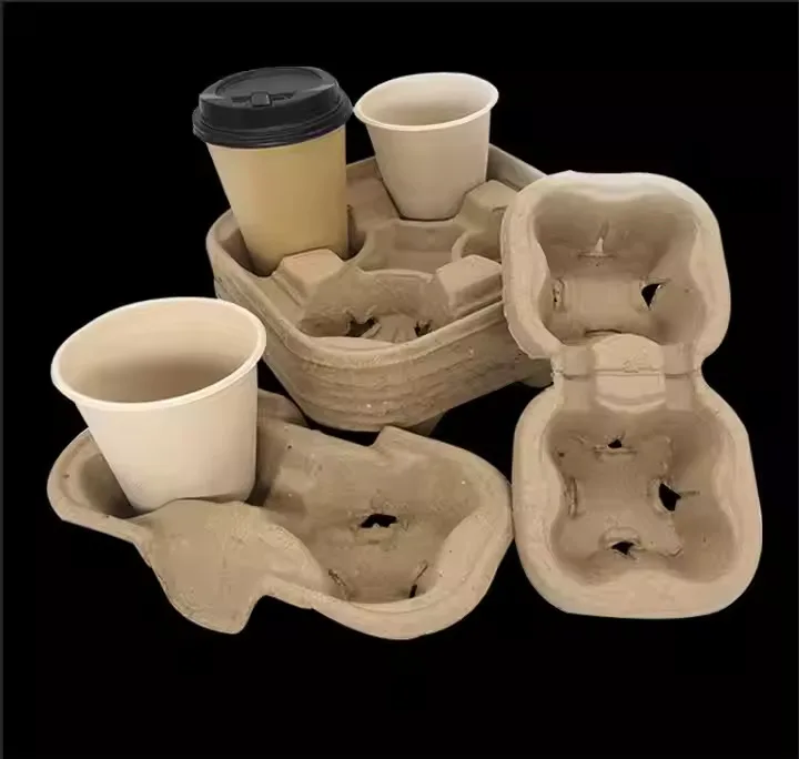 Экологичный одноразовый держатель для стаканчиков из бамбукового волокна съемный прямоугольный набор вечеринок отелей ресторанов